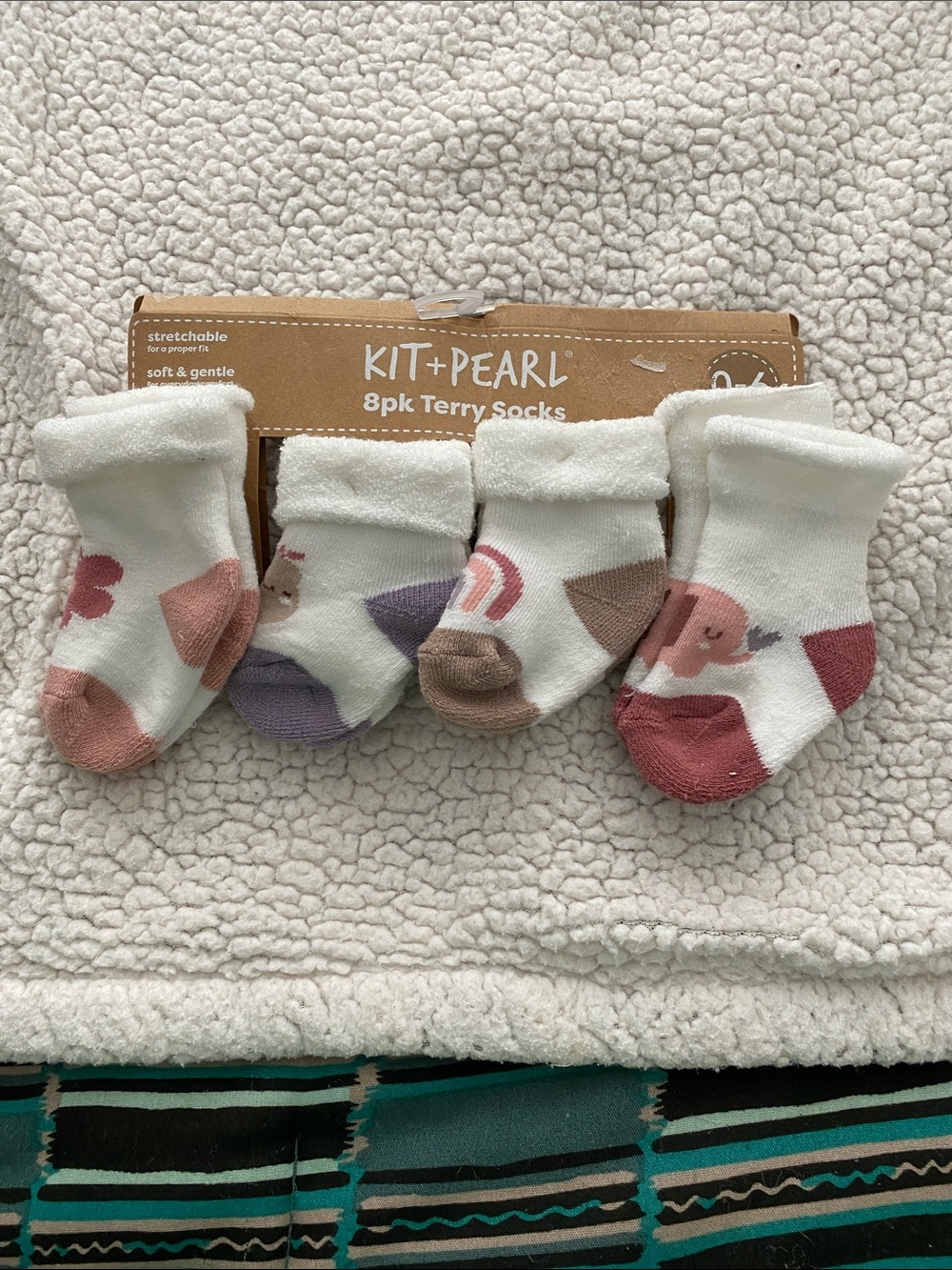 5 pairs KIT+PEARL Baby Terry Socks